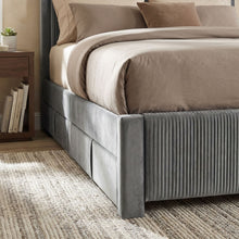 Load image into Gallery viewer, Gower Double Fabric Bed Frame with 4 Drawers - Grey