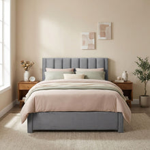 Load image into Gallery viewer, Columbia Double Fabric Bed Frame with 4 Drawers - Grey