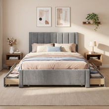 Load image into Gallery viewer, Columbia Double Fabric Bed Frame with 4 Drawers - Grey