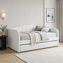 Load image into Gallery viewer, 23188-majura-boucle-single-trundle-bed-frame-cream-2604084