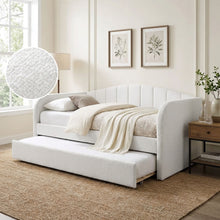 Load image into Gallery viewer, 23188-majura-boucle-single-trundle-bed-frame-cream-2604082