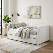 Load image into Gallery viewer, 23188-majura-boucle-single-trundle-bed-frame-cream-2604081