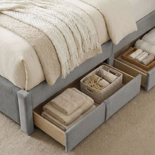Load image into Gallery viewer, 23517-gower-queen-fabric-bed-frame-with-4-drawers-grey-2604086