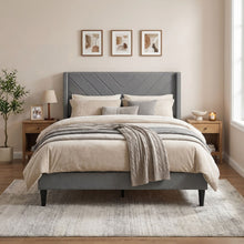 Load image into Gallery viewer, Bassie Double Bed Frame - Light Grey