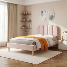 Load image into Gallery viewer, Daisy Velvet Single Bed Frame - Champagne Pink