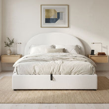 Load image into Gallery viewer, Isabella Teddy Boucle Queen Gas Lift Bed Frame - White
