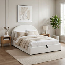 Load image into Gallery viewer, Isabella Teddy Boucle Queen Gas Lift Bed Frame - White