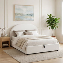 Load image into Gallery viewer, Isabella Teddy Boucle Queen Gas Lift Bed Frame - White