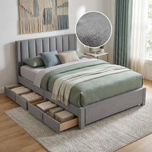 Load image into Gallery viewer, 23520-columbia-velvet-queen-bed-frame-with-4-drawers-grey-2604092