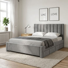 Load image into Gallery viewer, 23520-columbia-velvet-queen-bed-frame-with-4-drawers-grey-2604091