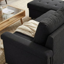 Load image into Gallery viewer, Murphy 3 Seater Sofa Bed with Storage - Black