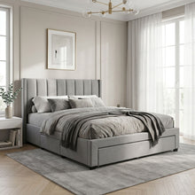 Load image into Gallery viewer, 23181-hopkins-queen-velvet-bed-frame-with-storage-grey-2604093
