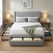 Load image into Gallery viewer, 23181-hopkins-queen-velvet-bed-frame-with-storage-grey-2604095