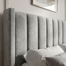 Load image into Gallery viewer, 23181-hopkins-queen-velvet-bed-frame-with-storage-grey-2604096