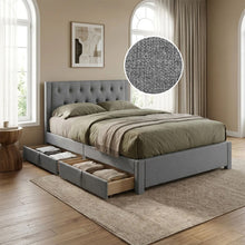 Load image into Gallery viewer, 23525-thornton-double-fabric-bed-frame-with-4-drawers-light-grey-2604092