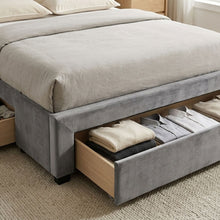 Load image into Gallery viewer, 23181-hopkins-queen-velvet-bed-frame-with-storage-grey-2604097
