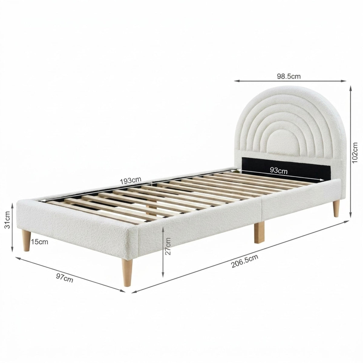 Lydia Single Bed Frame - Cream