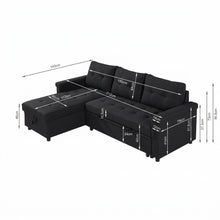 Load image into Gallery viewer, Murphy 3 Seater Sofa Bed with Storage - Black