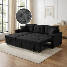 Load image into Gallery viewer, Murphy 3 Seater Sofa Bed with Storage - Black