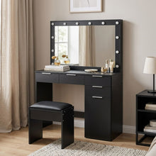 Load image into Gallery viewer, Comfrey 2 Piece Dressing Table with Mirror & Stool Set - Black