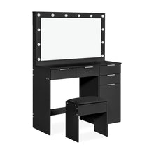 Load image into Gallery viewer, Comfrey 2 Piece Dressing Table with Mirror & Stool Set - Black