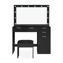 Load image into Gallery viewer, Comfrey 2 Piece Dressing Table with Mirror & Stool Set - Black