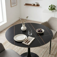 Load image into Gallery viewer, Tulesso Round Dining Table 90x75cm - Golden Black