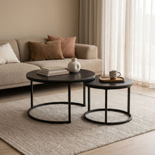 Load image into Gallery viewer, Aurelo 2pc Ceramic Coffee Table Side Table Set - Golden Black