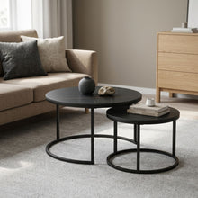 Load image into Gallery viewer, Aurelo 2pc Ceramic Coffee Table Side Table Set - Golden Black