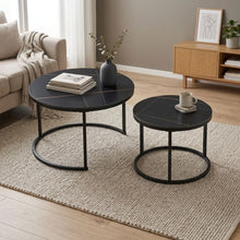 Load image into Gallery viewer, Aurelo 2pc Ceramic Coffee Table Side Table Set - Golden Black