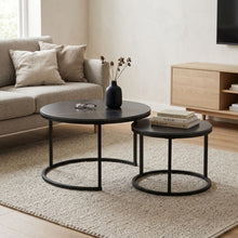 Load image into Gallery viewer, Aurelo 2pc Ceramic Coffee Table Side Table Set - Golden Black