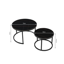 Load image into Gallery viewer, Aurelo 2pc Ceramic Coffee Table Side Table Set - Golden Black