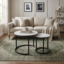 Load image into Gallery viewer, Aurelo 2pc Ceramic Coffee Table Side Table Set - Snow White