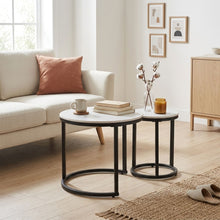 Load image into Gallery viewer, Aurelo 2pc Ceramic Coffee Table Side Table Set - Snow White