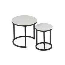 Load image into Gallery viewer, Aurelo 2pc Ceramic Coffee Table Side Table Set - Snow White