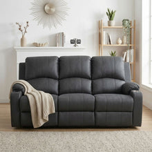 Load image into Gallery viewer, 24032-marton-manual-3-seater-recliner-sofa-black-2605084