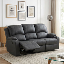 Load image into Gallery viewer, 24032-marton-manual-3-seater-recliner-sofa-black-2605081