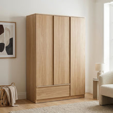 Load image into Gallery viewer, Benny 3 Door Wardrobe with Drawer - Light Teak