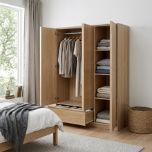 Load image into Gallery viewer, Benny 3 Door Wardrobe with Drawer - Light Teak