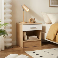 Load image into Gallery viewer, Miller Bedside Table - Light Teak + White