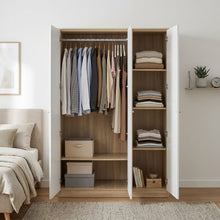 Load image into Gallery viewer, Ellis 3 Door Wardrobe - Oak + White