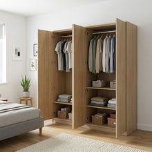 Load image into Gallery viewer, Benny 4 Door Wardrobe - Light Teak