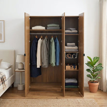 Load image into Gallery viewer, Dorian 3 Door Wardrobe - Walnut + Black
