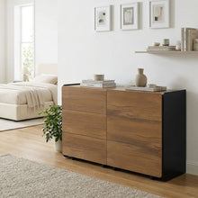 Load image into Gallery viewer, Dorian 6 Drawers Lowboy - Walnut + Black