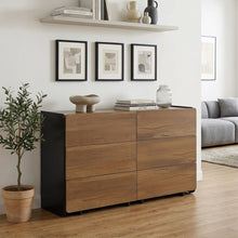 Load image into Gallery viewer, Dorian 6 Drawers Lowboy - Walnut + Black
