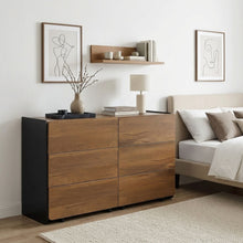 Load image into Gallery viewer, Dorian 6 Drawers Lowboy - Walnut + Black