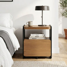 Load image into Gallery viewer, Dorian Bedside Table - Walnut + Black