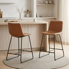 Load image into Gallery viewer, Luke PU Leather Bar Stool - Set of 2 - Orange