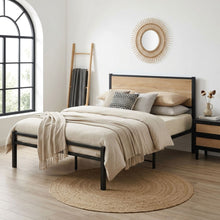 Load image into Gallery viewer, Bella Double Bed Frame - Oak + Black