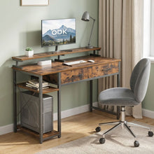 Load image into Gallery viewer, Gael 100cm Computer Desk with 2 Drawers - Rustic Brown